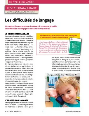 Les difficultés de langage