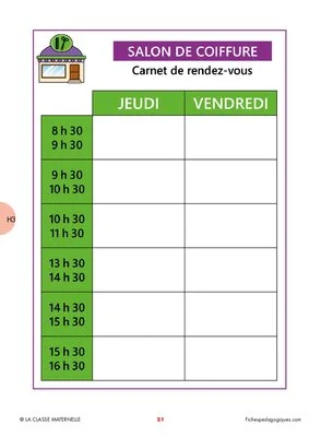 Un espace de jeu : le salon de coiffure