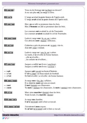 Memento des homophones grammaticaux