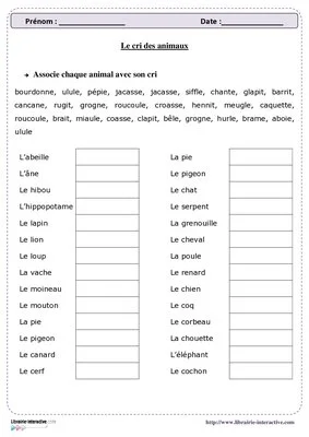 Les cris des animaux