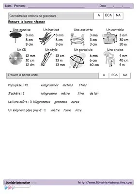 Evaluations de maths CE1 - 3ème trimestre