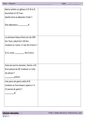 Evaluations de maths CE1 - 3ème trimestre