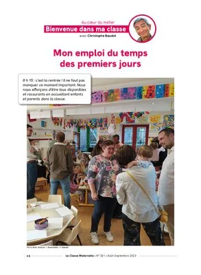 Bienvenue dans ma classe : mon emploi du temps des premiers jours