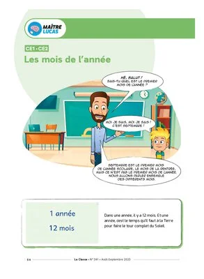 Les mois de l’année pour les élèves de CE1-CE2