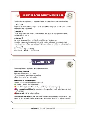 Mémo pour les parents