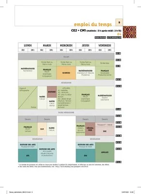 Emplois du temps et programmations CM1 2023