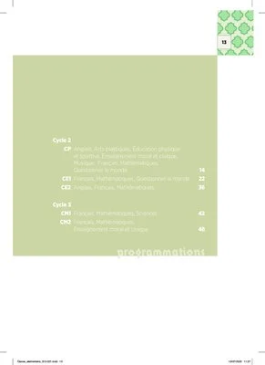 Emplois du temps et programmations CM2 2023