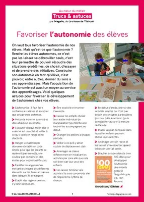Trucs et astuces pour favoriser l'autonomie des élèves