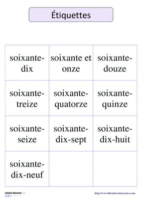 Loto des nombres de 60 à 79