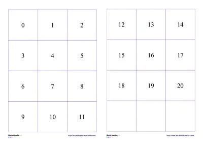 Loto 1 à 20 en anglais