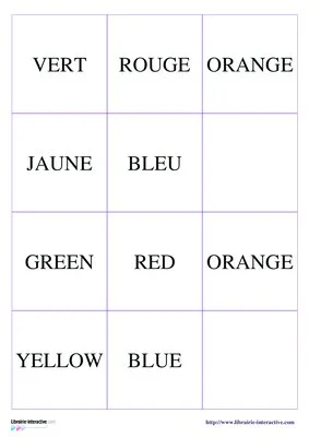 Loto des couleurs (français et anglais)