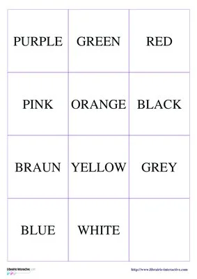 Loto des couleurs (français et anglais)