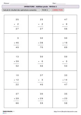Additions posées du CP au CM2
