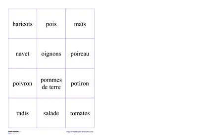 Loto des légumes