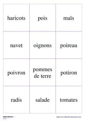 Loto des légumes