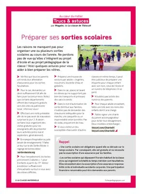Trucs et astuces pour préparer ses sorties scolaires