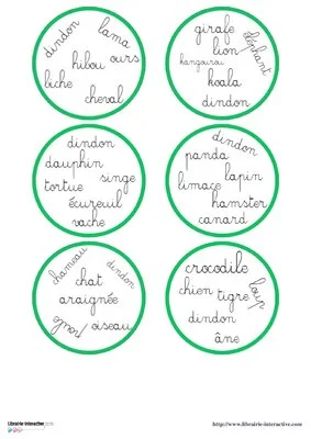 Discrimination - Nom des animaux (mots)