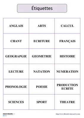 Loto des matières