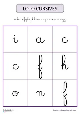 Loto minuscules cursives