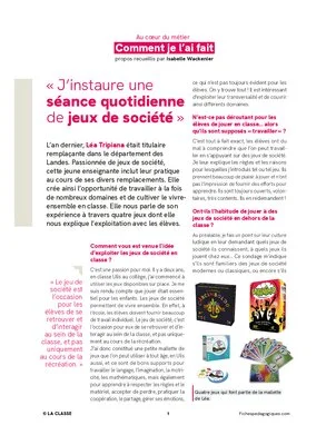« J'instaure une séance quotidienne de jeux de société »
