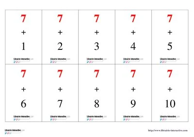 Memory tables d'addition 7 à 10