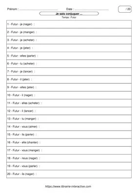 Conjugaison futur groupe 1