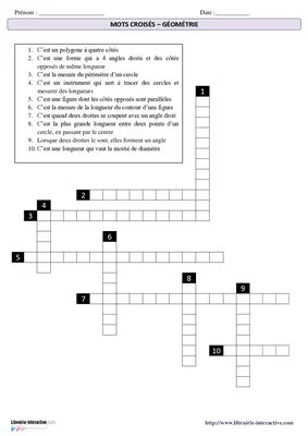 Mots croisés - Géométrie