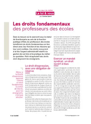 Les droits fondamentaux des professeurs des écoles