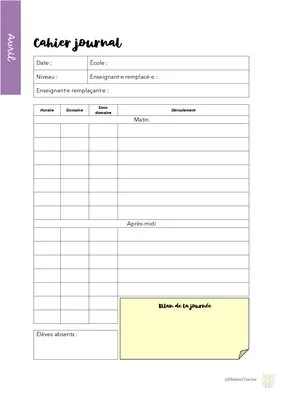 Planner du remplaçant 2024-2025