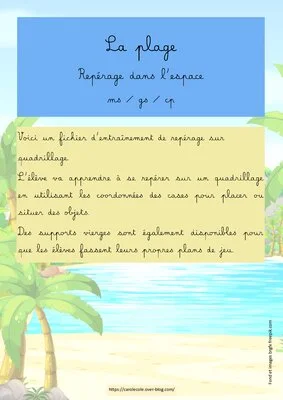 Repérage dans l'espace - La plage