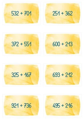 Calculs posés : Cartes d'entraînement autonomes – Additions posées