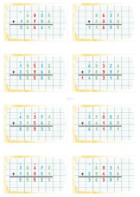 Calculs posés : Cartes d'entraînement autonomes – Additions posées