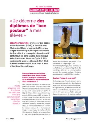 « Je décerne des diplômes de “bon posteur” à mes élèves »