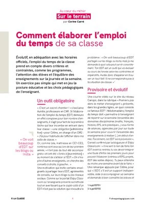 Comment élaborer l'emploi du temps de sa classe