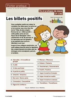 Les billets positifs - Cycles 2&3