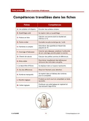 Cahier d'activités d'Halloween