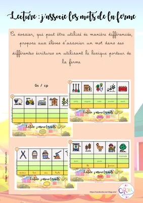 J'associe les mots de la ferme