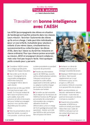 Travailler en bonne intelligence avec l'AESH