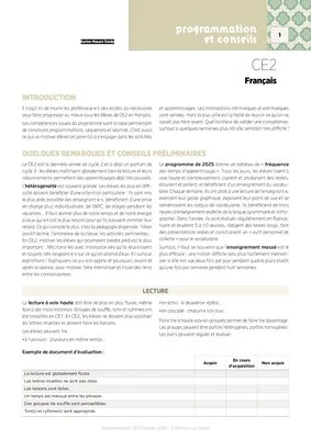Programmations CE2 2025-2026 - Mathémathiques & Français