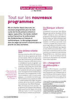 Tout sur les nouveaux programmes - Cycle 1