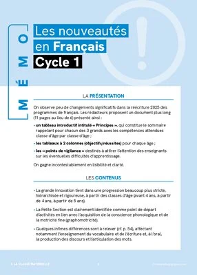 Tout sur les nouveaux programmes - Cycle 1