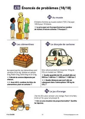 Rituel de proportionnalité - 72 problèmes pour l'année