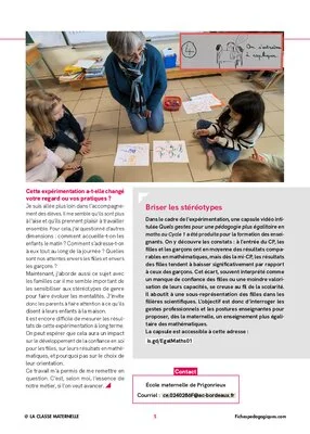 « Je favorise l'égalité filles-garçons en mathématiques »
