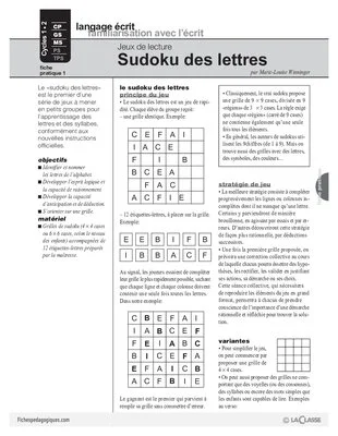 Jeux de lecture (1) / Sudoku de lettres