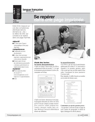 Se repérer dans une page imprimée