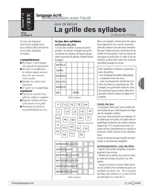 Jeux de lecture (5) / La grille des syllabes