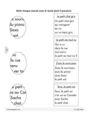 Jeux de lecture (7) / Activités autour de comptines