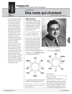 L'oreille fine : Des mots qui chantent