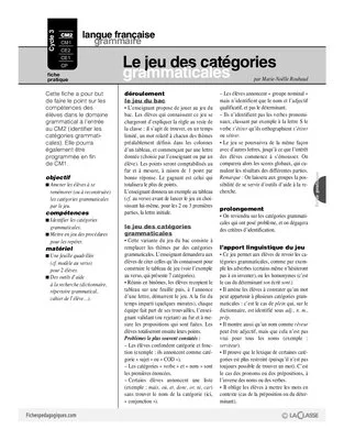 Le jeu des catégories grammaticales