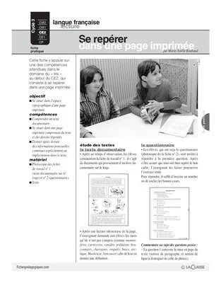 Se repérer dans une page imprimée